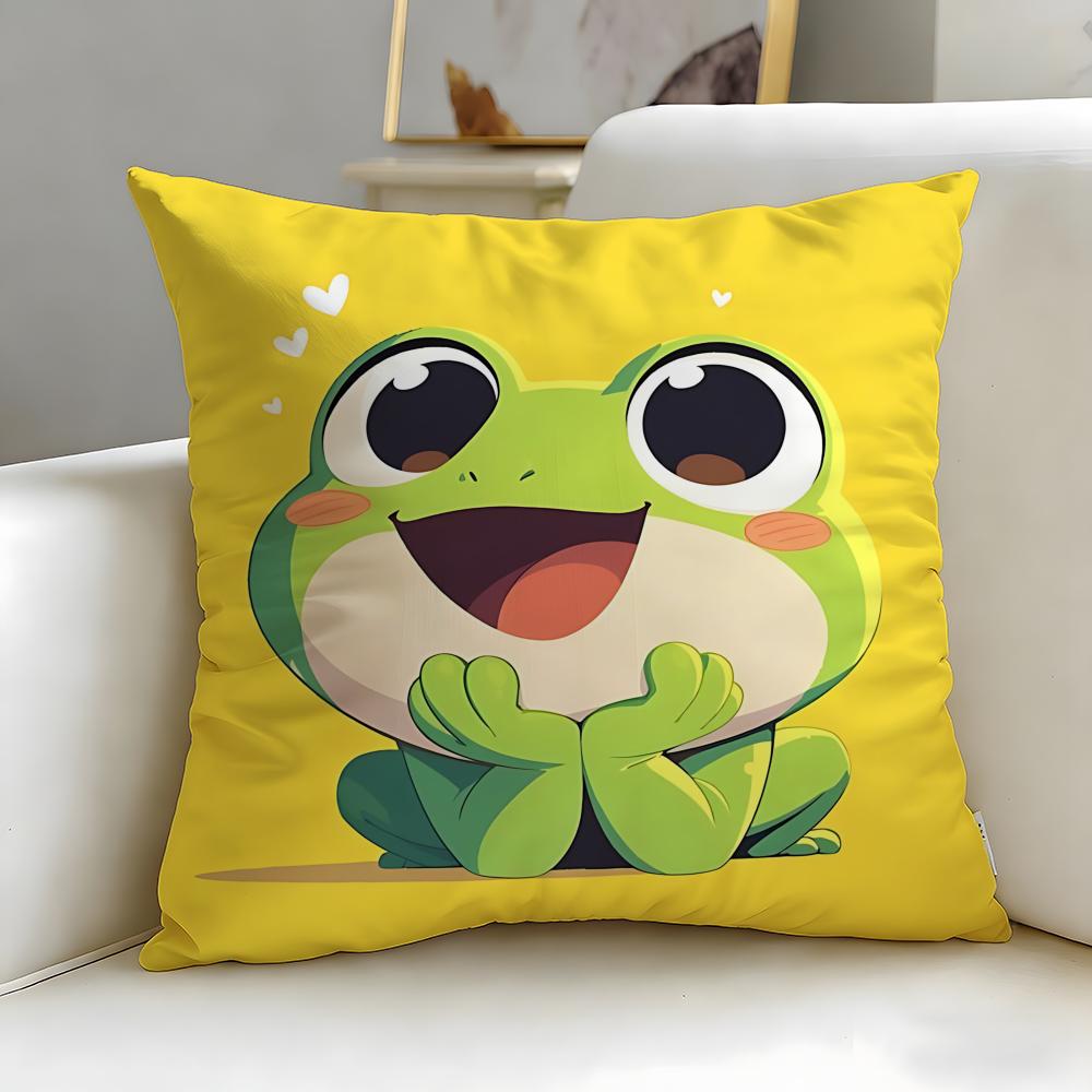 Animal Cute Frog Cushion Cover Soft & Easy-Wash Pillow Case – Versatile For Couch, Bed, Travel And Office