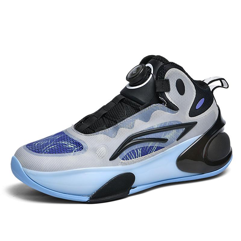 New Basketball Shoes Male Junior High School Students Rotating Buckle Running Shoes Breathable Training Non-slip Sports Shoes