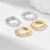 Luxury S925 Sterling Silver Diamond-encrusted Buckles Earrings for Women Trendy Gold Plated Stacked Zircon Huggie Hoop Earrings