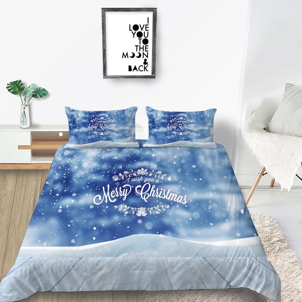 Quilt Cover Pillowcase Two Or Three-Piece Christmas Gift Series Polyester 3D Digital Printing