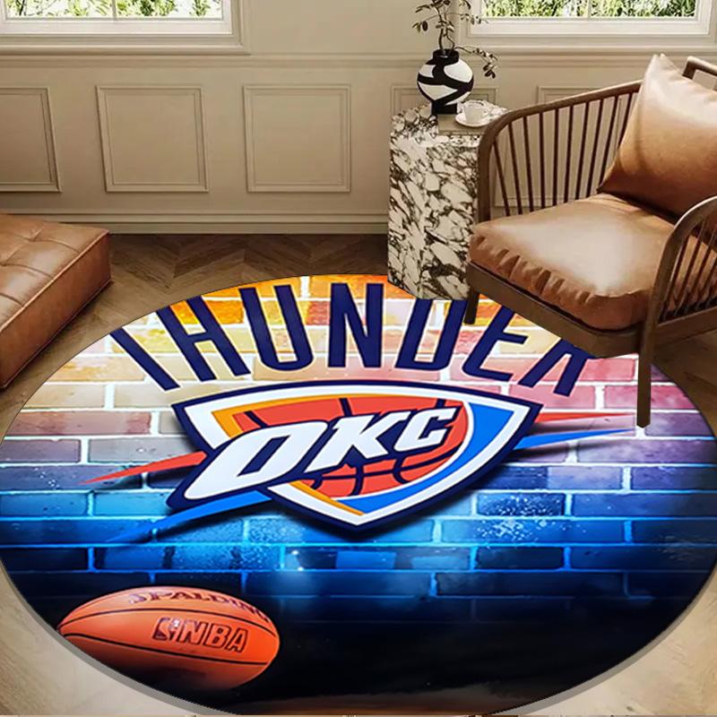 Thunder OKC Basketball Round mat, Anti-slip Circle Carpet Chair rug For livingroom,Bedroom, doormat home decor Gift Christmas Gifts