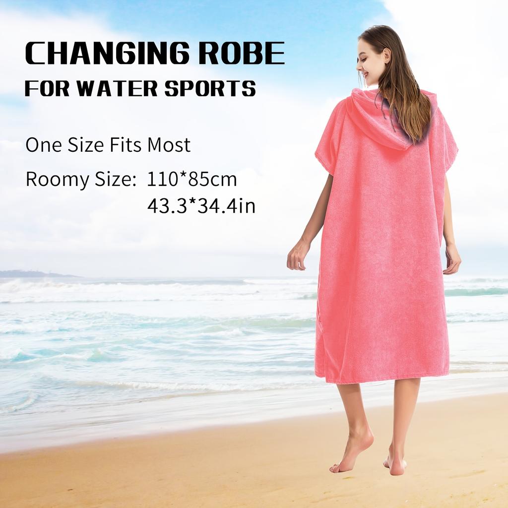 Quick Dry Hooded Towel Robe with Pocket Unisex One Size for Swimming Surfing Outdoor Sports Beach Activities