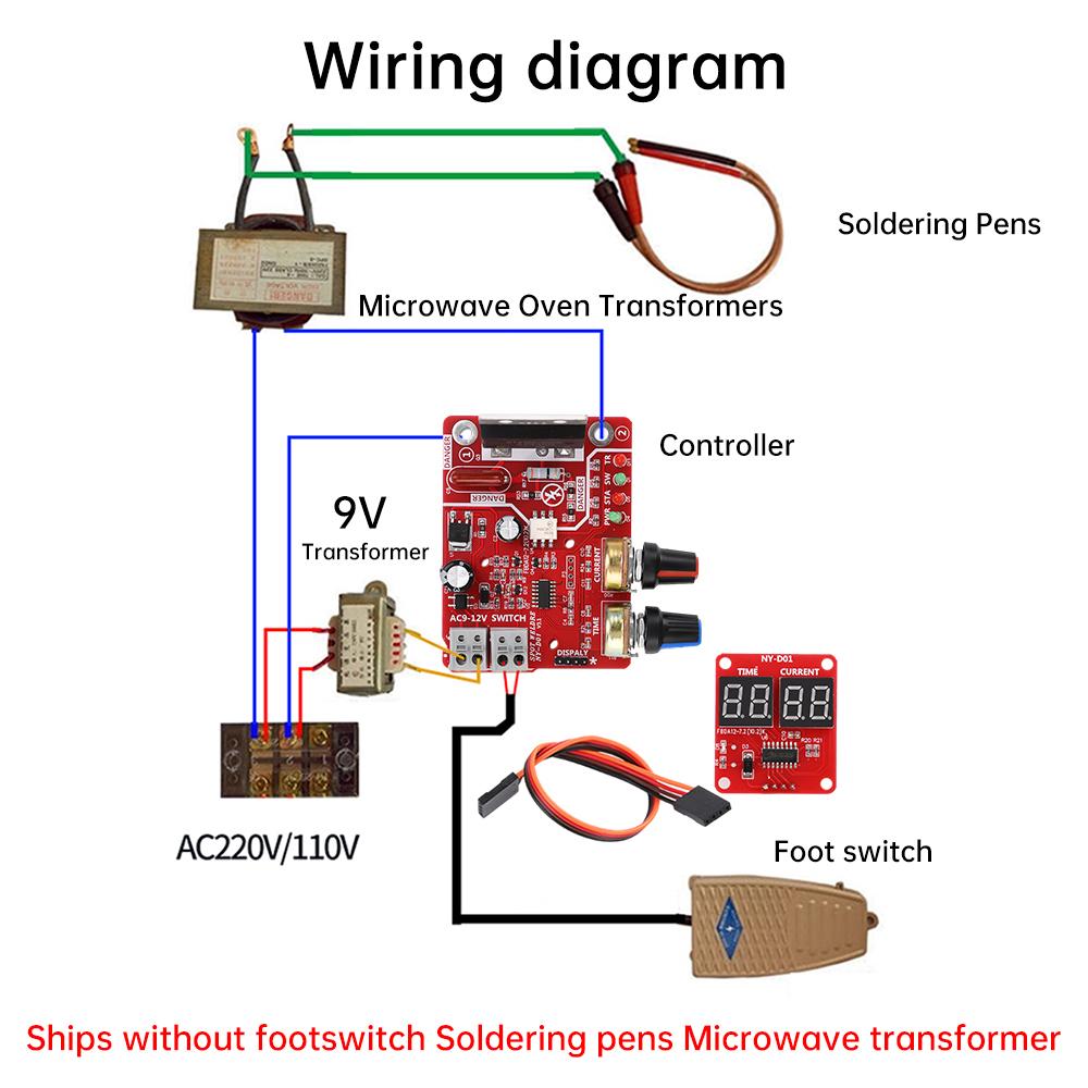 NY-D01 40A 100A Spot Welder Control Module Digital Display Spot Welding Time And Current Controller Panel Timing Digital Display