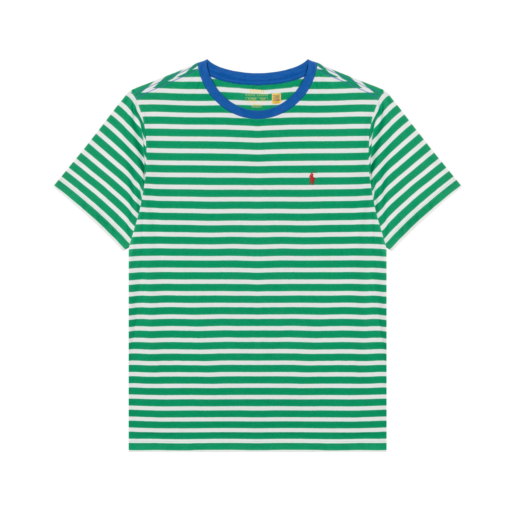 

Поло Ralph Lauren Логотип Полосатая Футболка с коротким рукавом и круглым вырезом Детские топы Зеленый 323958171-001 L