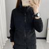 Women's Double-Sided Fleece Jacket - Warm Stand Collar, Long Pile Zipper, Short Cardigan Style Sweatshirt.