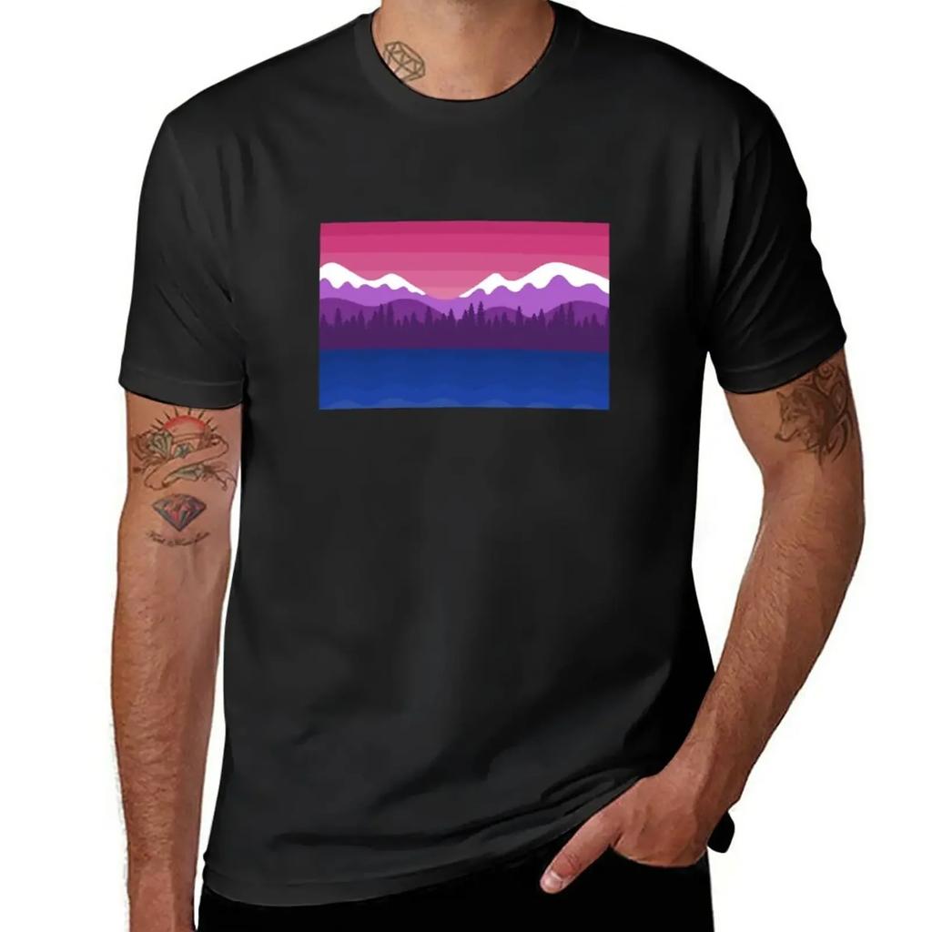 Bisexual Pride Mountainous Landscape T-Shirt sublime hippie clothes new edition t shirts for men graphic