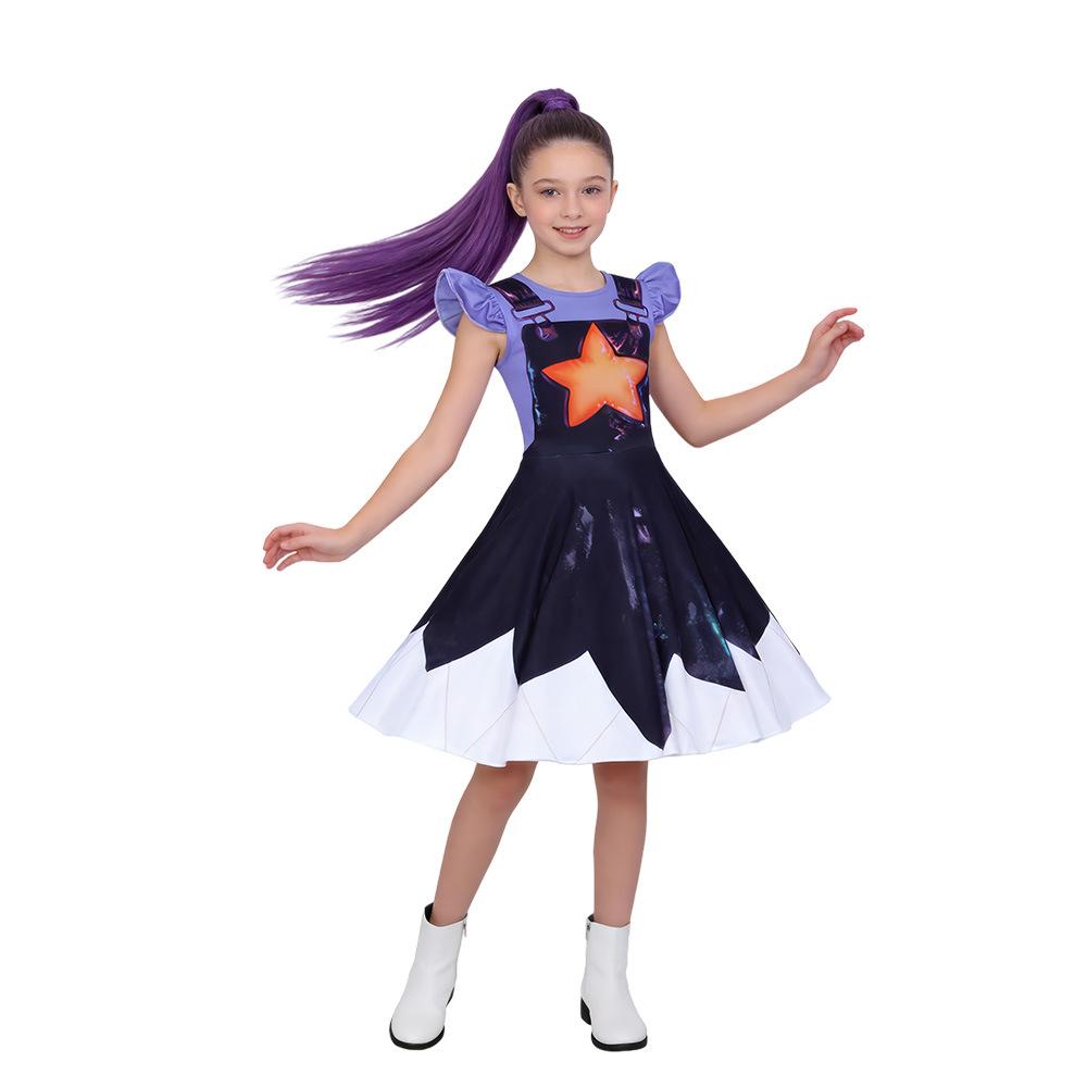 Poppy's Playtime Lily Flying Sleeves Cos Skirt Girls Party Dress Performance Dress