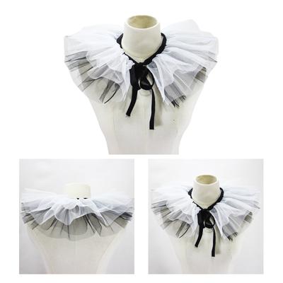Steampunk Renaissance Ruffled Fake Collar Necklace Gothic Mesh Tulle Choker Shawl Neck Accessory for Costume Parties