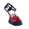 Modelli alla moda con tacco a zoccolo alto 20 cm, Sandali senza tacco per spettacolo sul palco, Scarpe fetish da Pole Dance da uomo, Cinturino alla caviglia, Punta aperta, Rosso, Colori Personalizzati