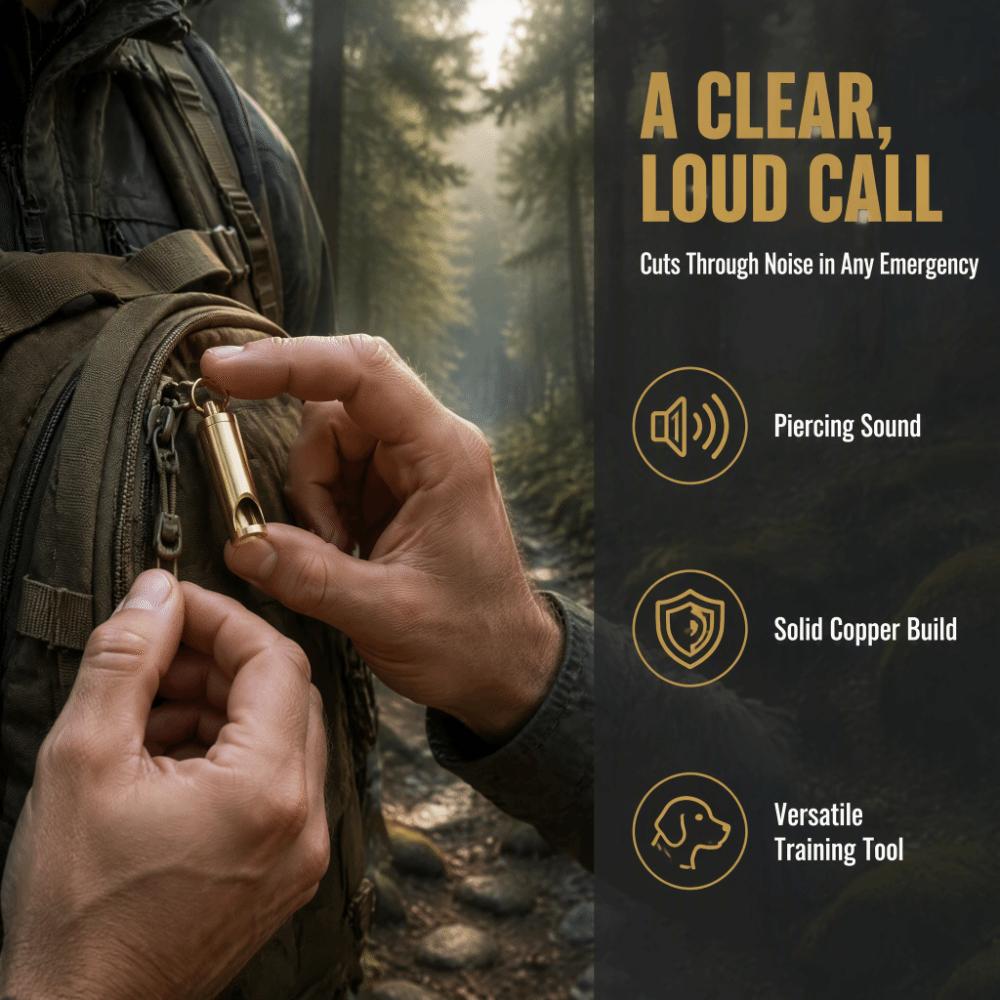 3pcs Brass Material Survival Whistle 125dB+ Loudness Emergency Whistle Sport Events