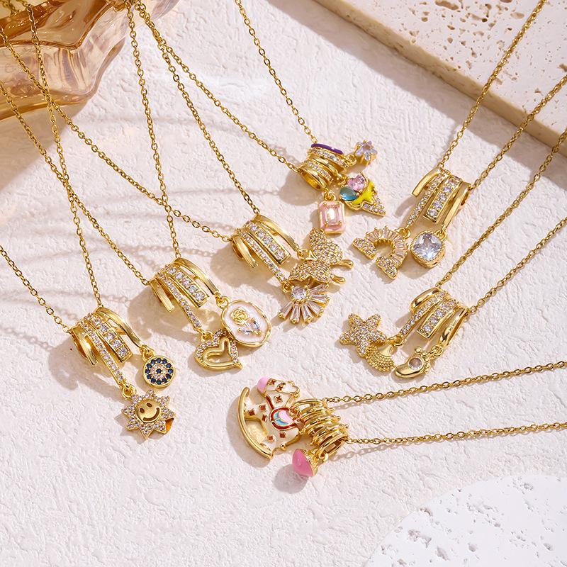 2026 High-End Titanium Steel Zirconia Necklace with Micro-Paved Copper Pendant for Women