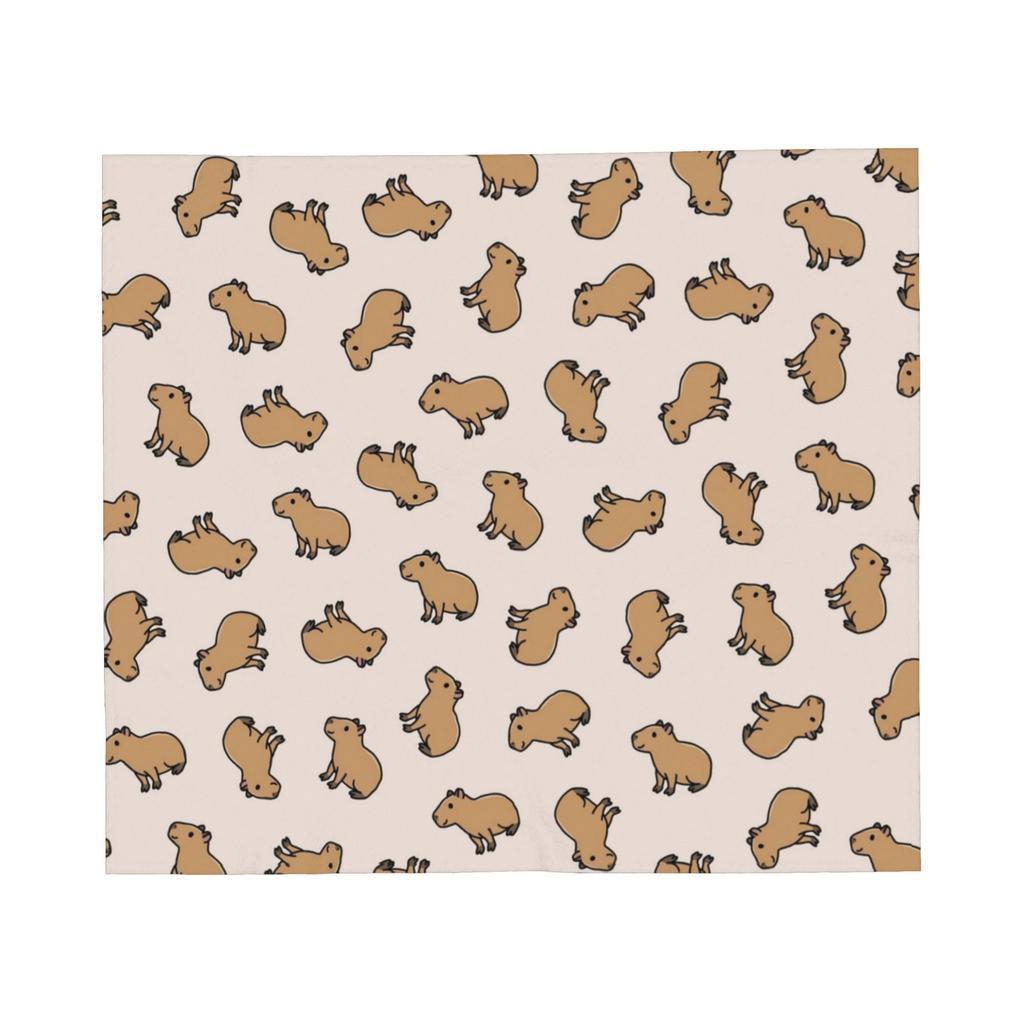Capybara Cartoon Blanket Fleece Print Multi-function Lightweight Throw Blankets for Sofa Couch Quilt