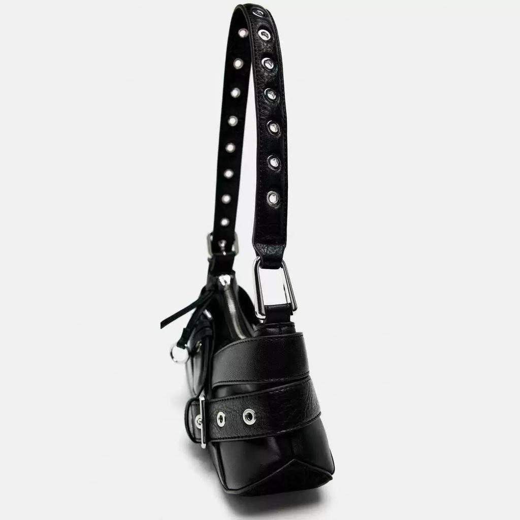 Korean Style Niche Sweet, Cool and Spicy Girl Handbag, Women's Solid Color High-end Single Shoulder Bag, Fashionable and Versatile Motorcycle Bag