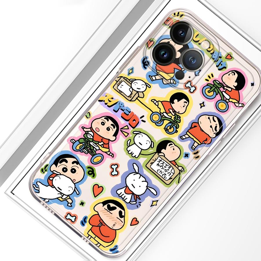 

Colorful Crayon Shin Chan Case for iPhone 17 Pro Max 14 Plus 7 8 XS Max 13 Pro Air 16 12 Mini XR 15 11 Soft Phone Cover iPhone 13 mini