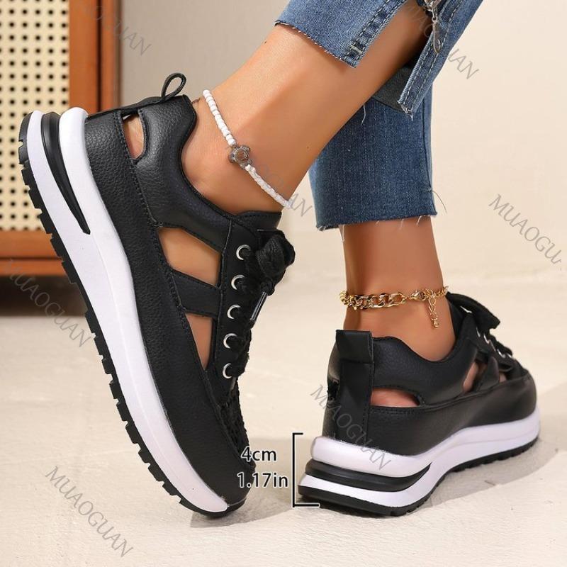 Fashion Women Summer Hollow Sneakers Casual Breathable Mesh Thick Bottom Wedges Sandals Roman Style Platform Women's Vulcanize Shoes