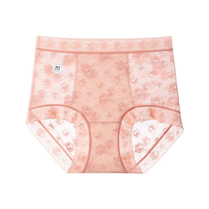 Große Größe Damen Sommer Spitze Erweiterter Schritt Nicht Abzeichnend Antibakteriell Hohe Taille Bauch Dreieck Slips