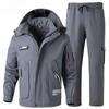 Mens Sets Thicken Windproof Warm Tactical 2-pcs Fleece Multi Pocket Hooded Jacket+Cargo Pants Charge Suits