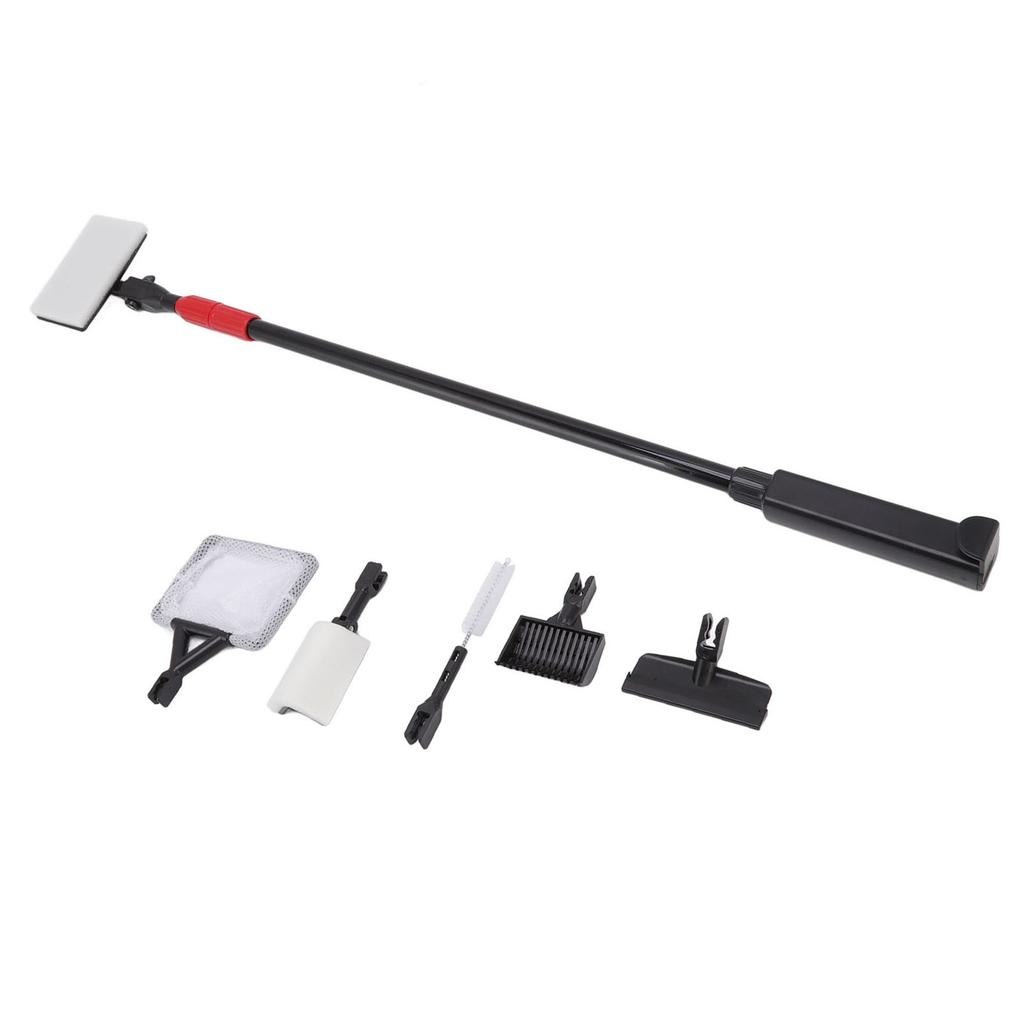 6 in 1 Fish Tank Cleaning Tools with Telescopic Handle Includes Algae Scraper Sand Rake Brush Fish