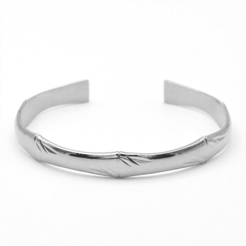 Stainless Steel Wheat Shaped Bracelet Geometric Hollow Open Bangle for Women Anniversary Gift Couples Adjustable Jewelry
