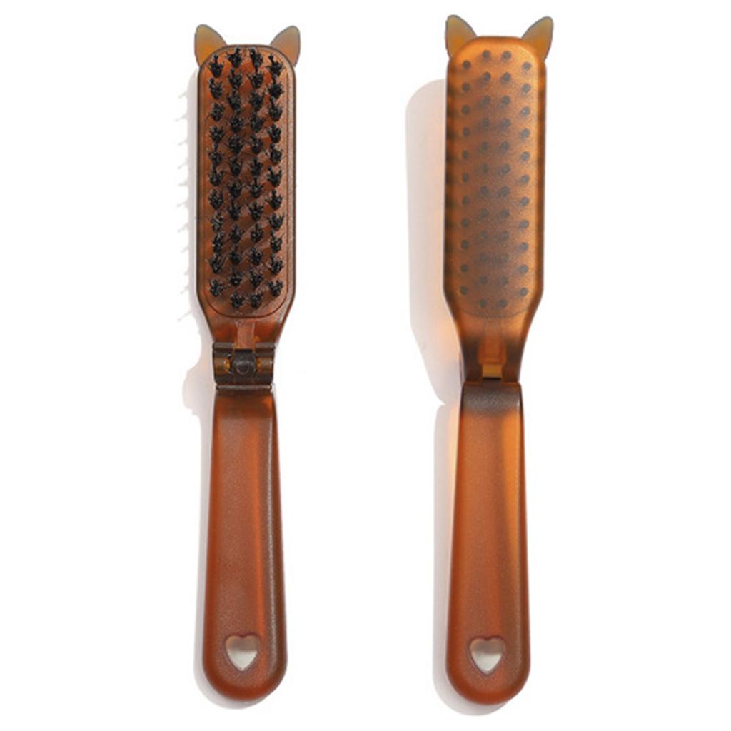 Amber Folding Comb with Boar Bristle Design Portable Travel Hair Comb BH09