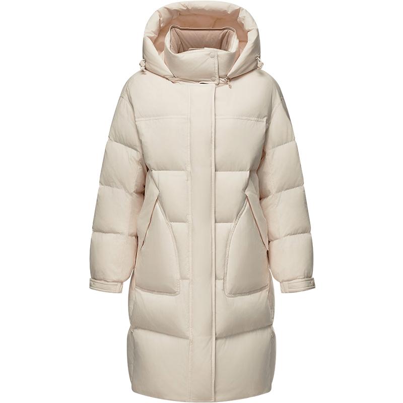 Tanboer Women s Mid-Length Down Jacket with Detachable Hood M
