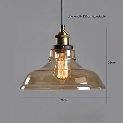 Vintage LED Pendant Lights Glass Hanging Lamp Loft Luminaire Dinning Room Kitchen Interior Decor Bedroom Smoke Grey Amber Clear