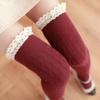 Women Lady Warm Cotton Thigh High Long Stockings Knit Over Knee Lace Socks