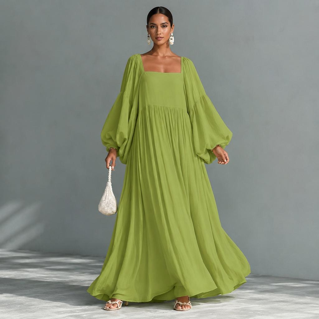 Abito Elegante da Donna a Manica Lunga Colorato - Abito per Vacanze e Uso Casual