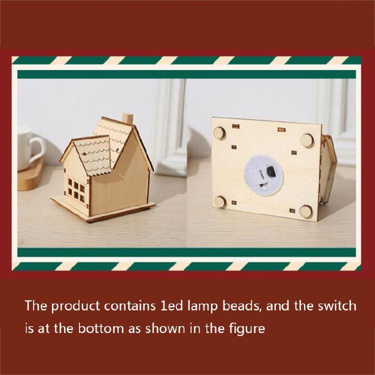 Christmas Wooden Hosue Small Snow House Xmas Tree Elk Lamp Ornament