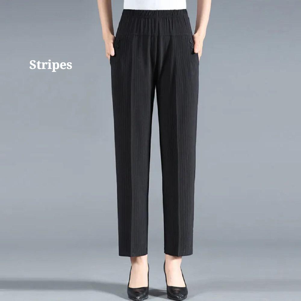 Plus Size Autumn Spring Women Trousers Oversize Elastic High Waist Loose Casual Pants Middle-aged Female Stretch Pants