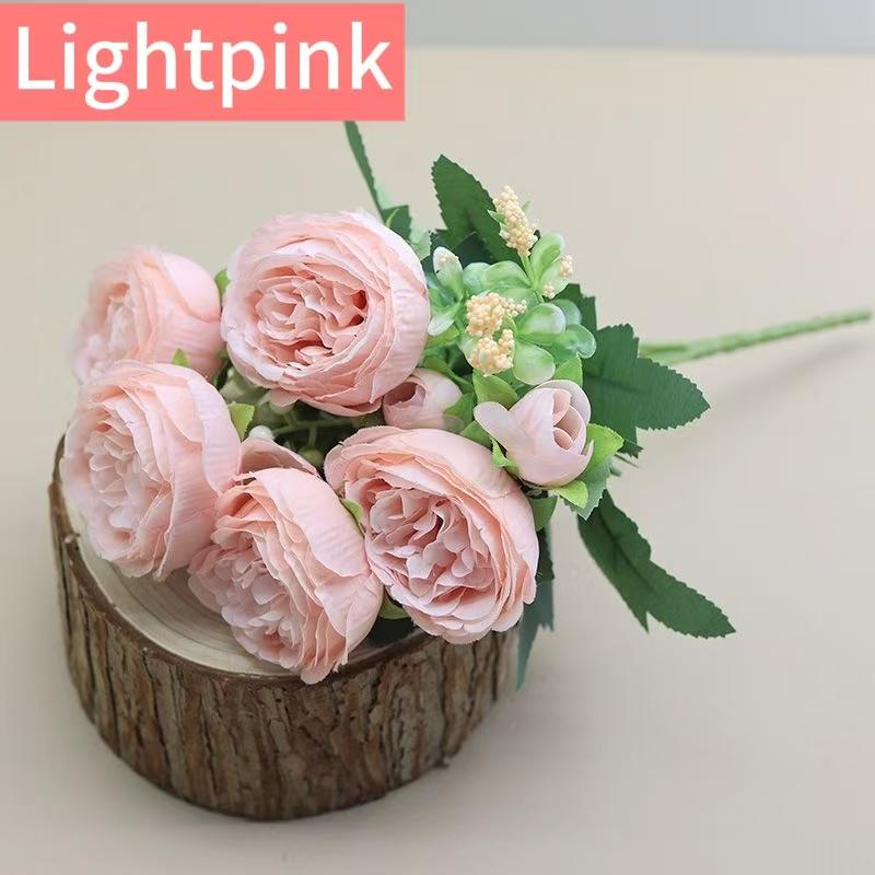 1/2/3/4/5PCS Artificial Flowers Silk Peony Bouquets Scrapbooking Wedding Wreaths White Vase Home Bridal Bouquets Decoration