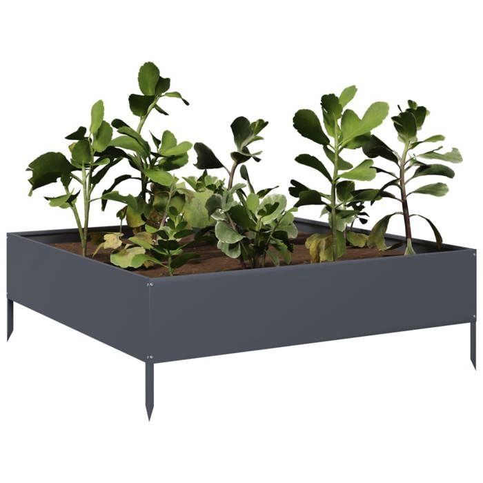 VidaXL Lit surélevé de jardin anthracite 100x100x33,5 cm acier 851026