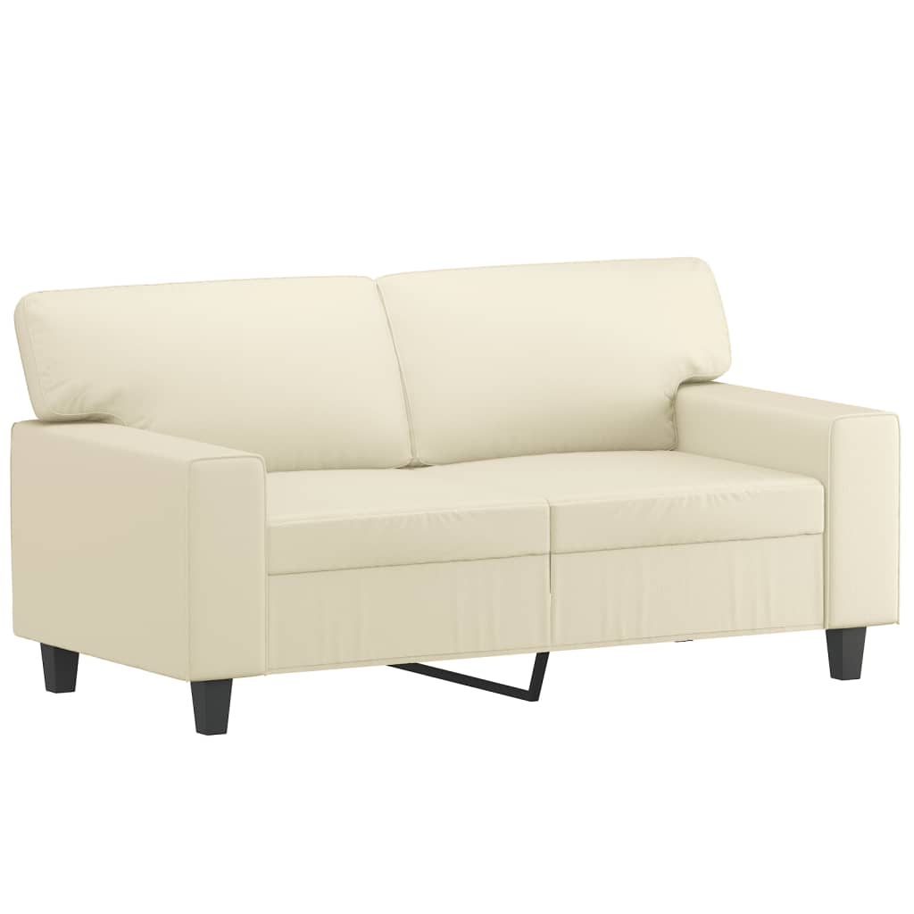 2 Piece Sofa Set with Cushions Cream Faux Leather