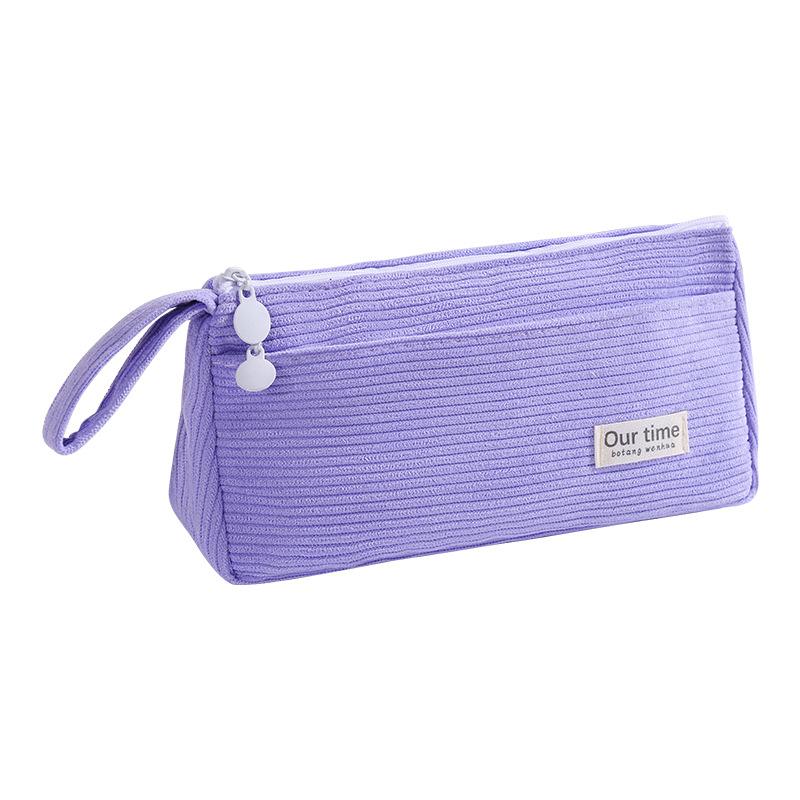 Corduroy Pencil Case Multifunctional Large Capacity Stationery Pen Case Solid Color Stationery Box Stationery For School Use