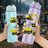 1PC Multi Excavator Construction Print 750ml Color Plastic Sports Water Bottle Leakproof Flip Straw Lid Suitable for Sports Office Home Use