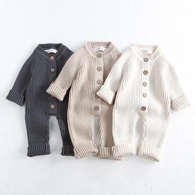 Korean Baby Jumpsuit: Solid Color Knitted Romper for Autumn and Winter