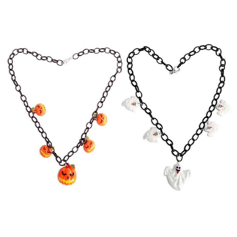 

Cartoon Pumpkin Ghost Necklace Skeleton Halloween Pendant Ornaments Halloween Style A