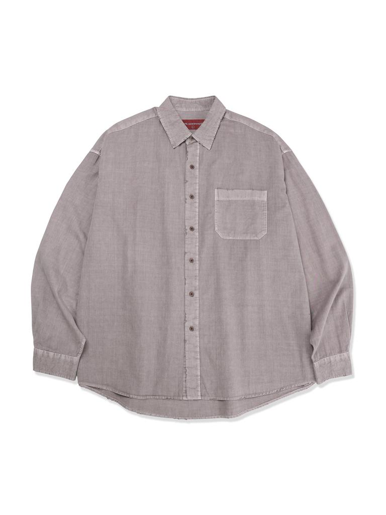 PSSHOPPER Pigment High-Density Damaged Shirt [Ash Brown]
