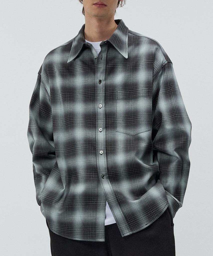 INTERSECTION Oversized Ombre Twill Check Shirt