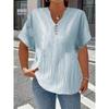 Spring and Summer Women's Fashion Casual Solid Color Button V-neck T-shirt for Women
