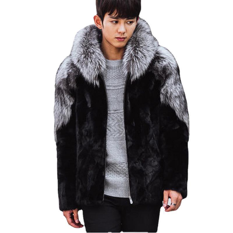 Men's high imitation fur jacket men's fox hair mink hair fur integrated jacket mink hair hooded coat casual