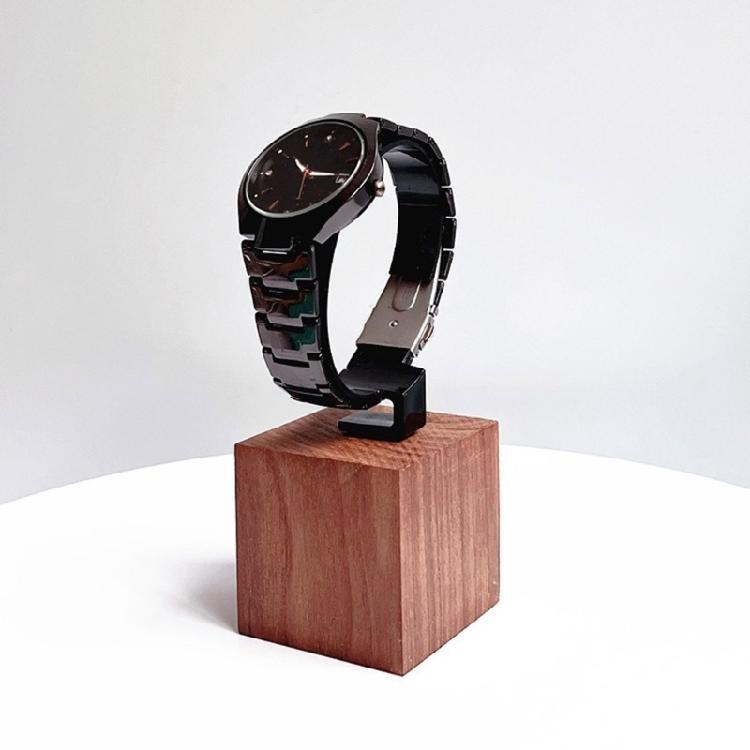 Sophisticated Watch Display Rack C Shape Timepiece Holder with Wood Base Watches Showcase Stand Jewelry Organizer