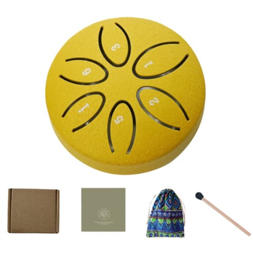 

ideastore Слит-драм, Стальной дождевой барабан, Инструмент для концентрации, 6 нот, Чехол для хранения в комплекте (желтый)