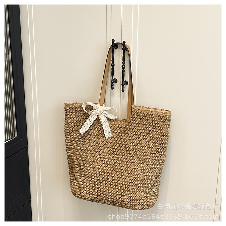 

2025 new woven straw bag tote bag women s underarm bag leisure travel versatile large-capacity shoulder bag хакі