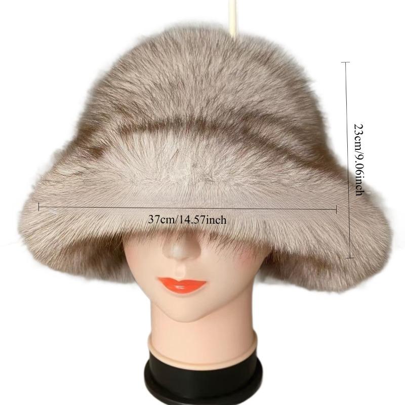 Fashion Autumn and Winter Thickened for Warmth Plush Fisherman Hat Women Windproof Ear Protection Big Eave Dome Bucket Hat