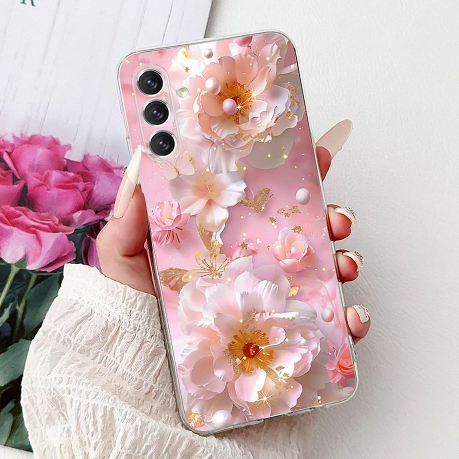 For Samsung Galaxy A24 4G Case SM-A245F Cover Fashion Flower Marble Soft Silicone Phone Covers For Samsung A14 A34 A54 5G Fundas
