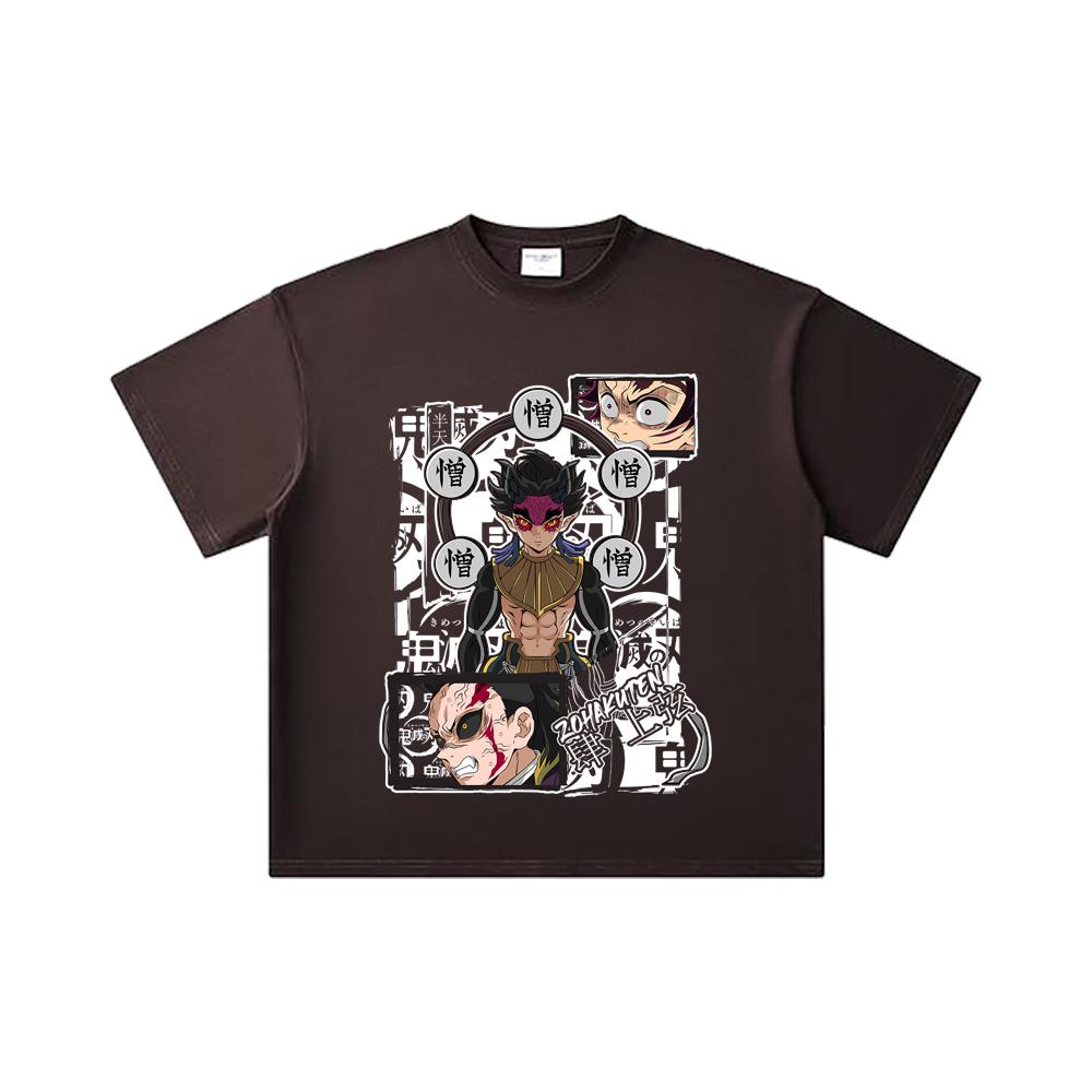 260 GSM Double Yarn 32 Count 100% Cotton Demon Slayer V106 Zohakuten Print Unisex Heavy Cotton T Shirt