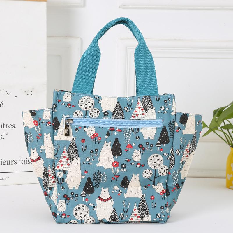 Large Capacity Waterproof Lunch Bag  Portable Shoulder Bag with Cartoon Animal Prints In Oxford Cloth  Storage Bag for Travel
