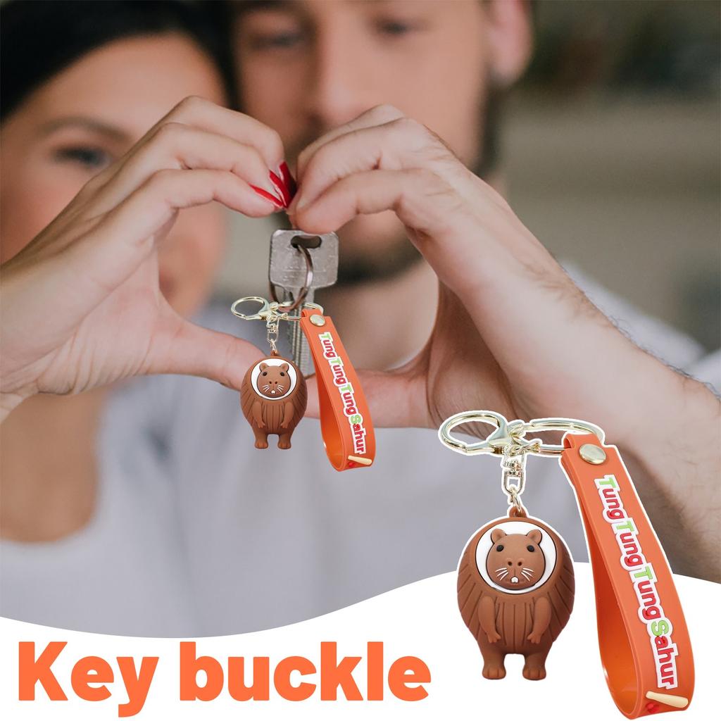 Shanhaijing Keychain Abstract Design Wooden Stick Human Curiosity Hunting Keychain Backpack Pendant