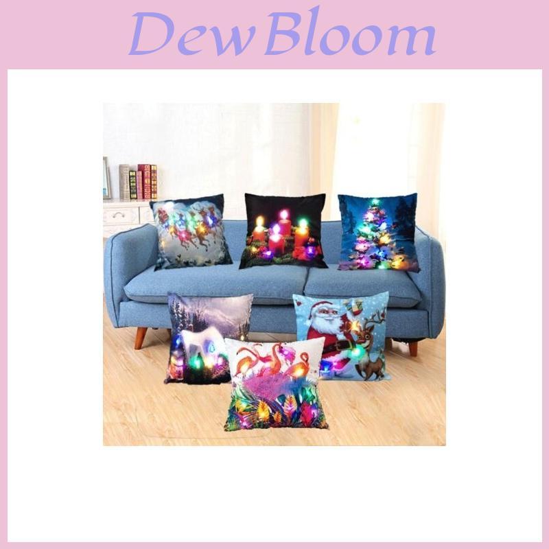 Led Vintage Cotton Linen Pillow Case With Color Changing Lights For Sofa And Couch Decor